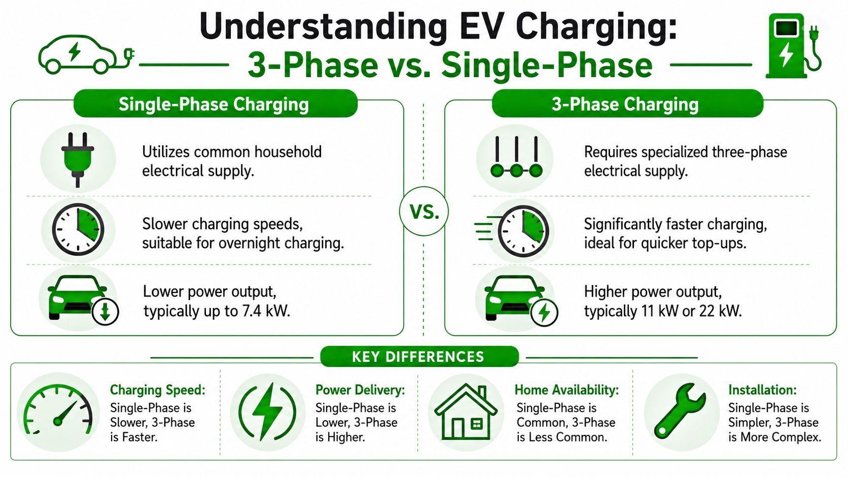 Understanding 3-Phase vs Single-Phase EV Charging