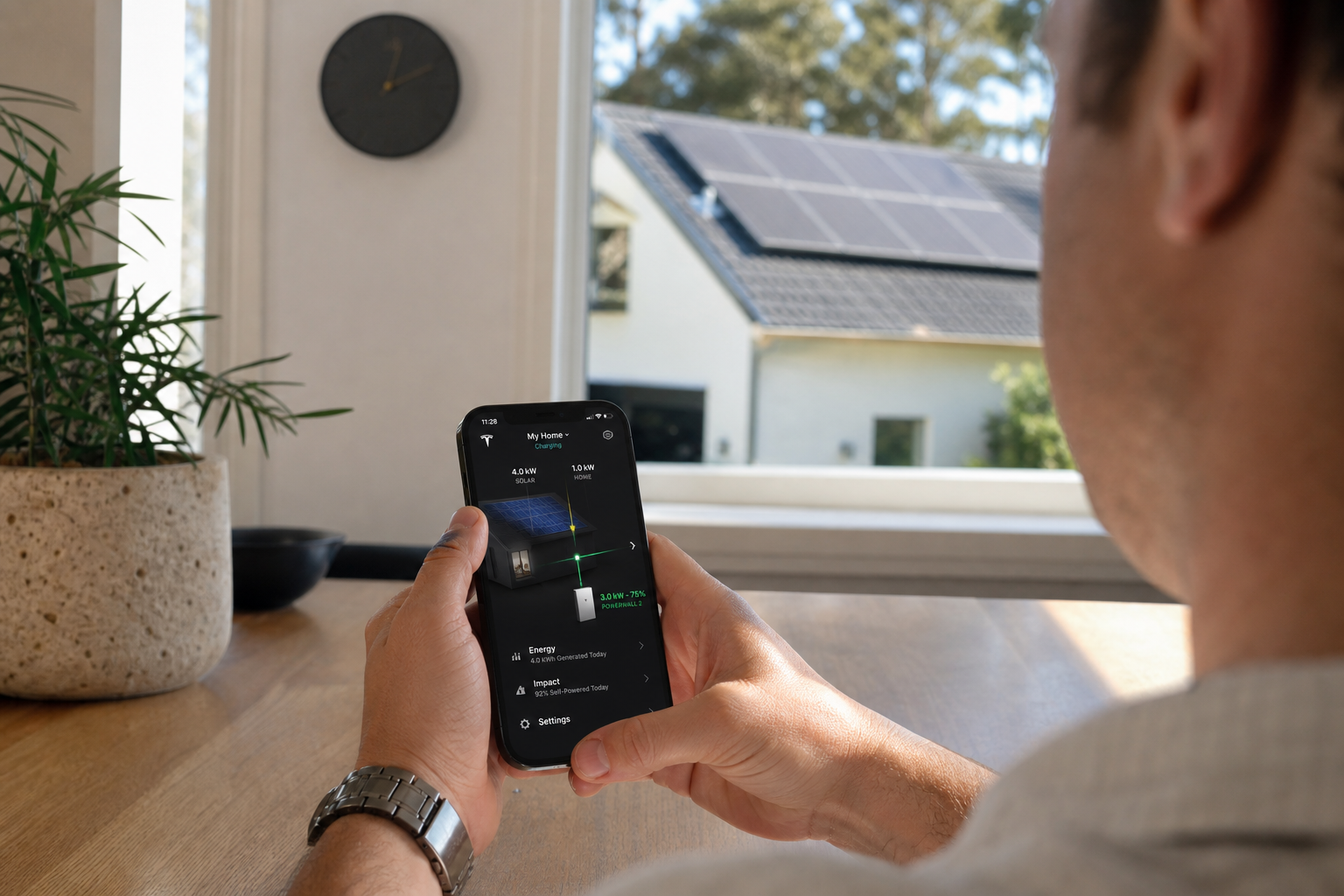 Tesla app showing Powerwall 2 energy monitoring for a Sydney home