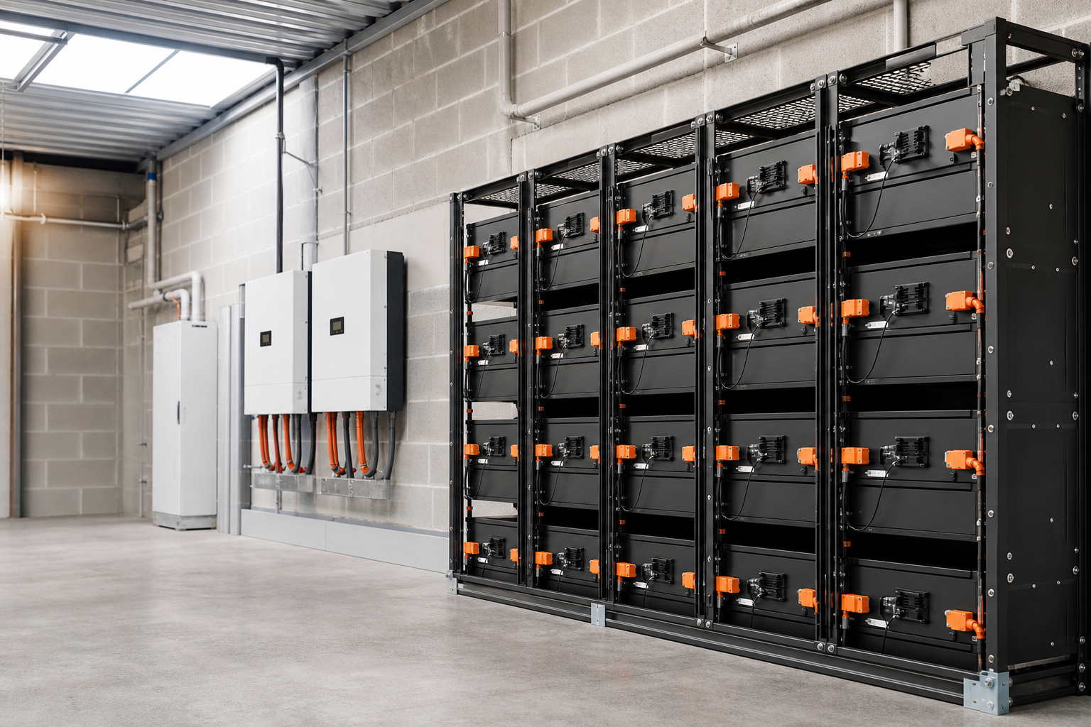 Commercial solar battery storage system installed in a Sydney warehouse