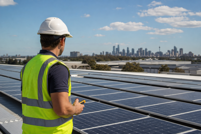 Commercial solar installation on Sydney warehouse rooftop by CEC-accredited installer