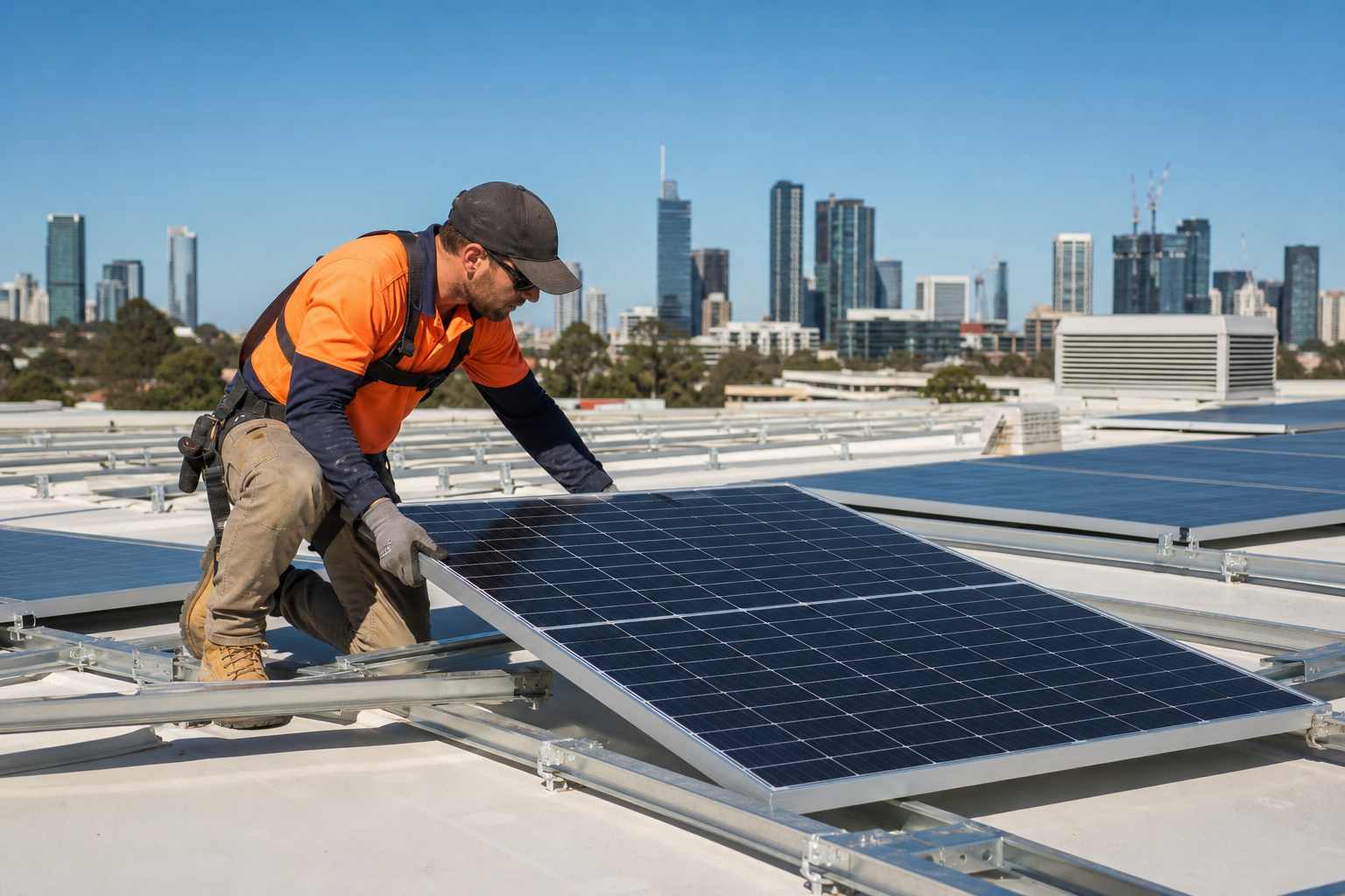 Commercial solar installer on Parramatta warehouse rooftop 2026