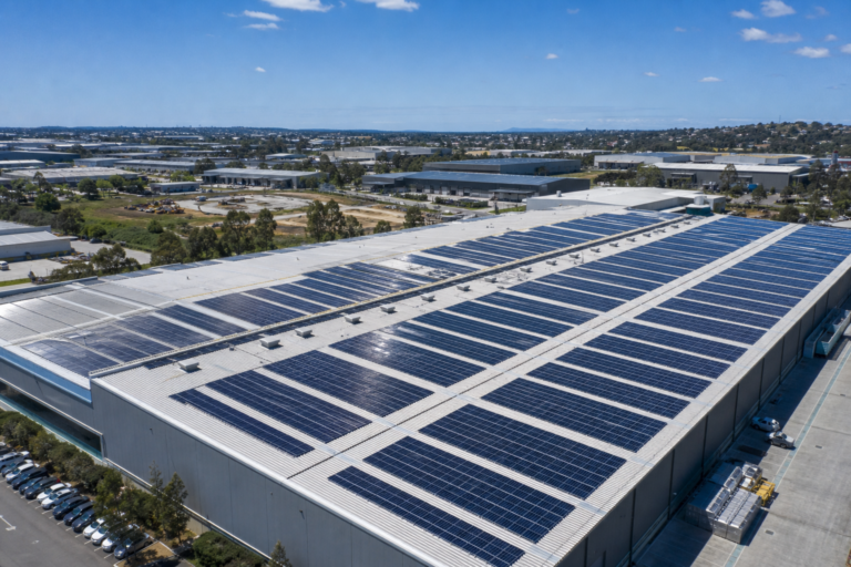 Commercial solar installation Liverpool warehouse rooftop with solar panels
