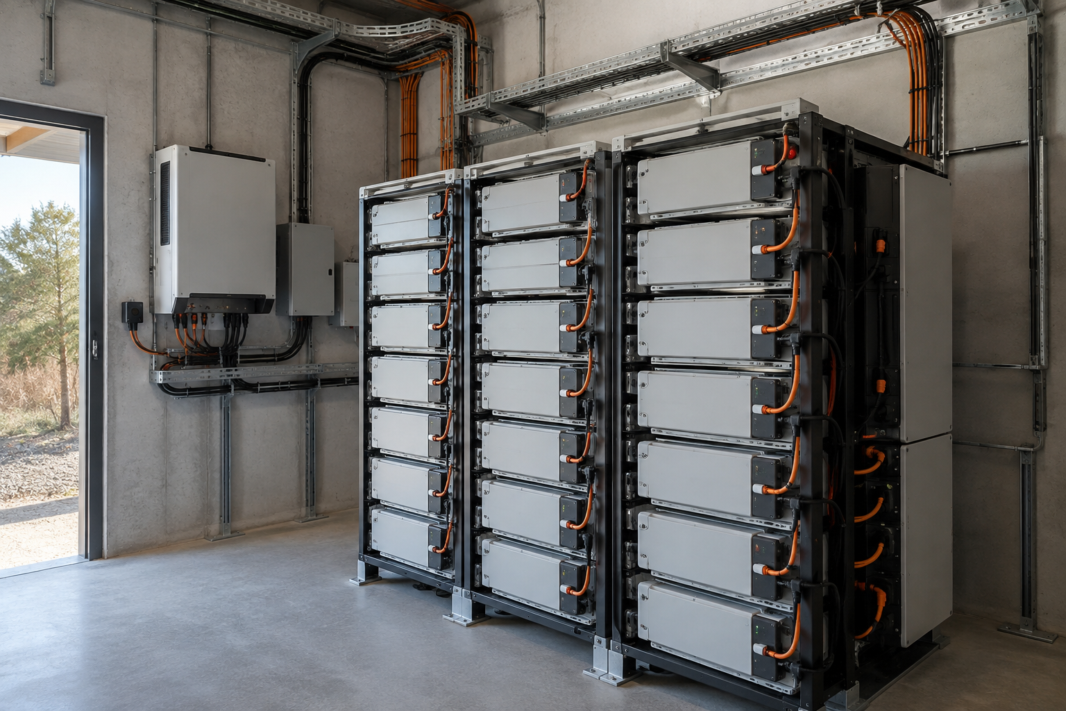 Commercial battery storage system installed in a Sydney business utility room