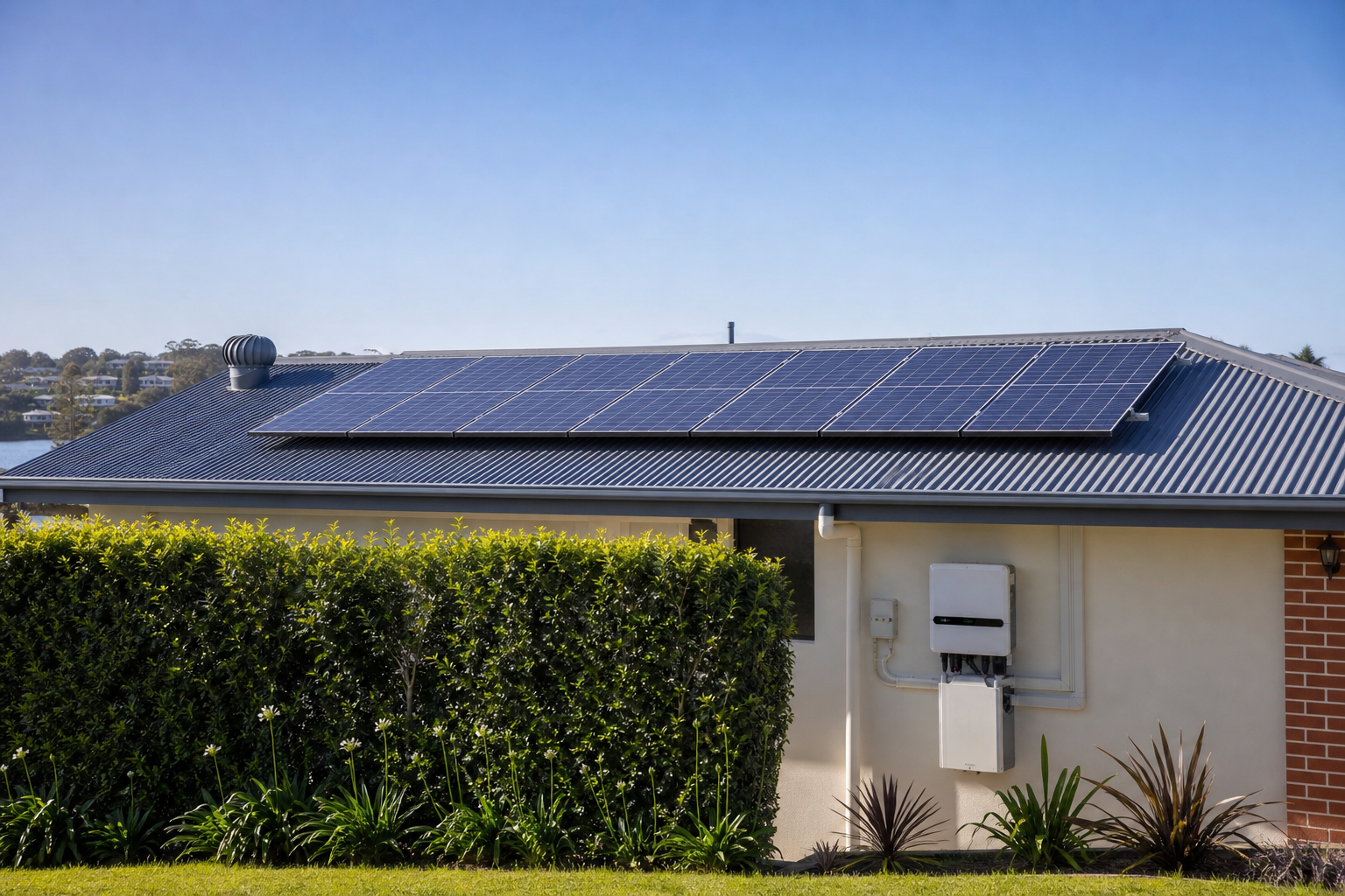 Rooftop solar panels with Sungrow hybrid inverter Sydney home