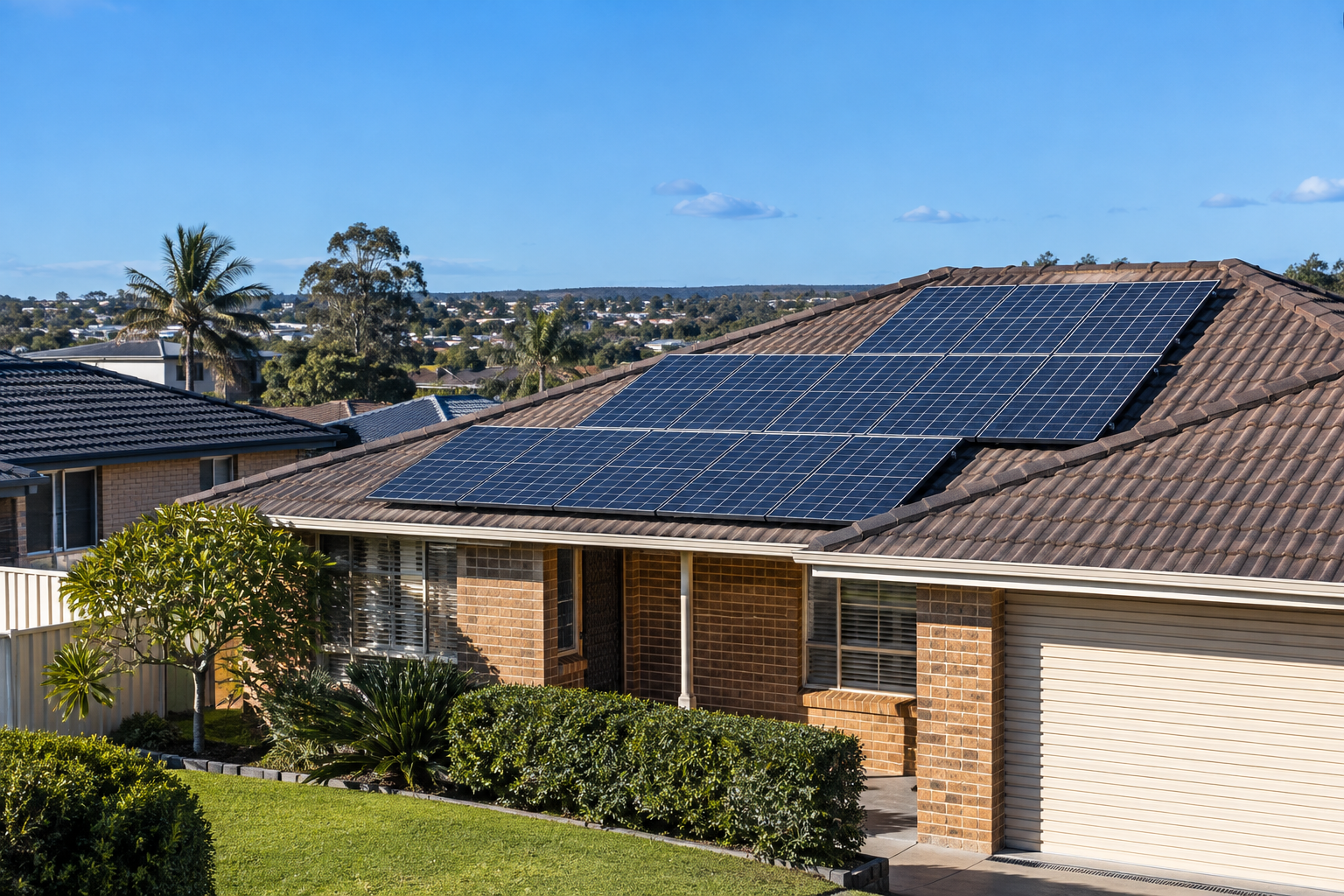Residential solar panels on a Blacktown home rooftop