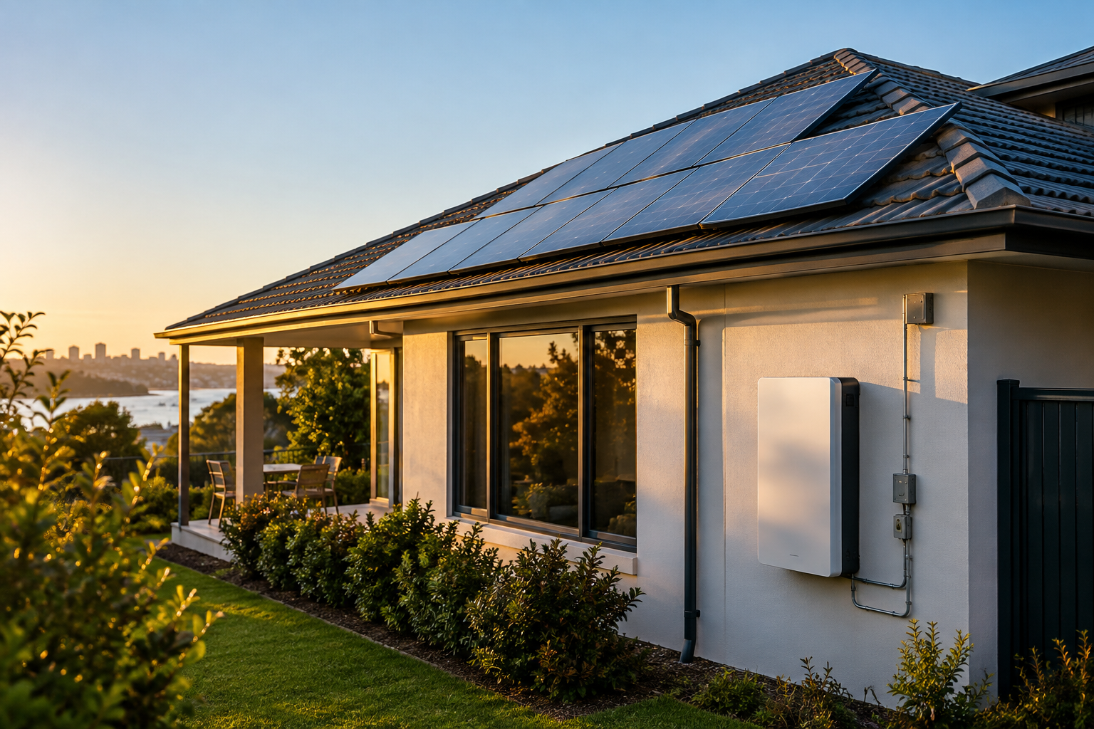 Sydney home with rooftop solar and a wall-mounted battery